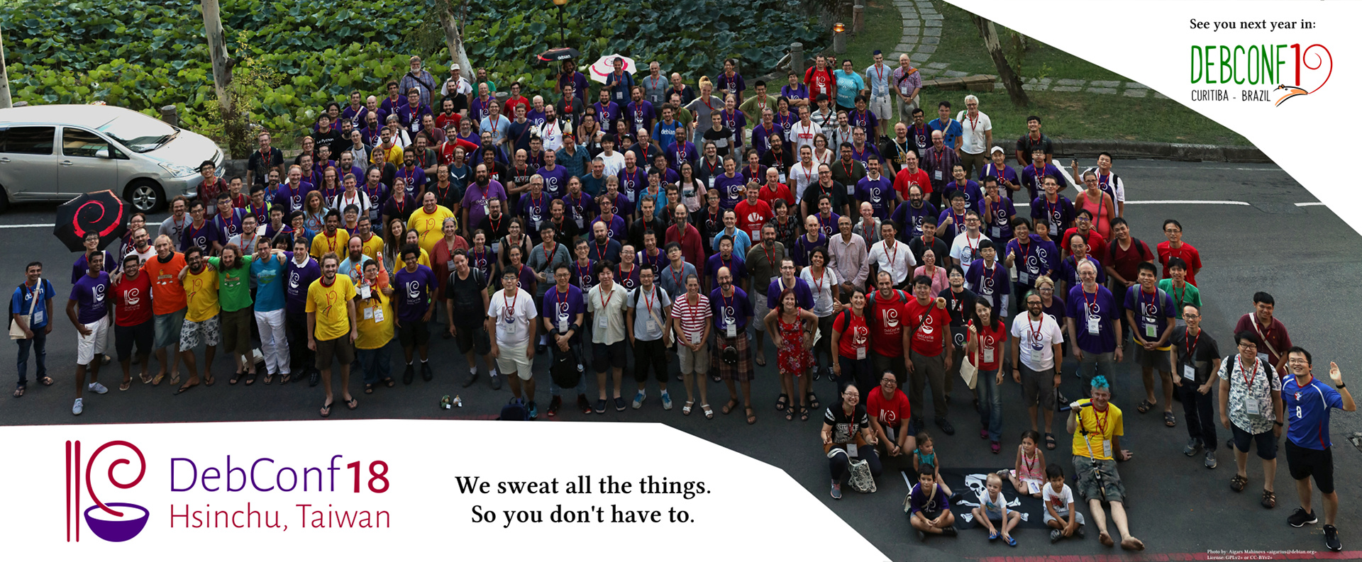 Photo de groupe de DebConf18 – cliquer pour l'agrandir