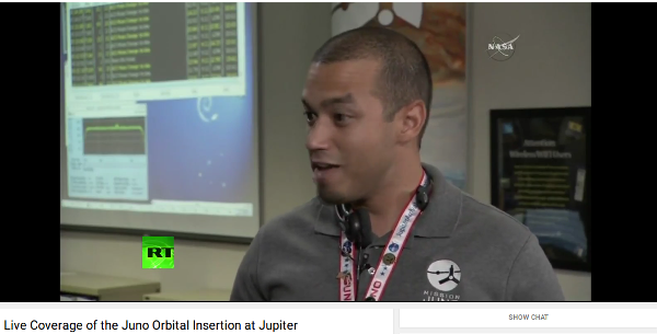 Debian Squeeze Space Fun Spotted during the Juno Orbital Insertion live stream